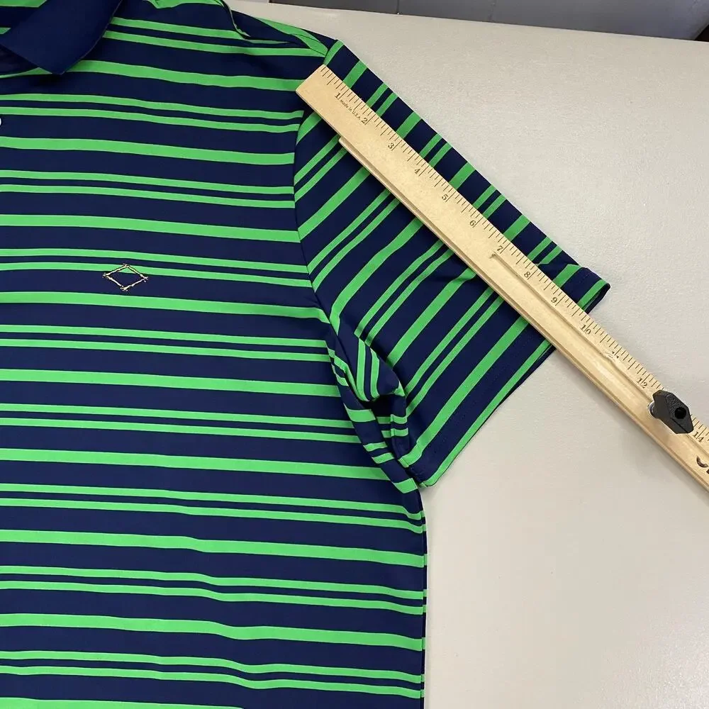RLX Ralph Lauren Polo Shirt Mens Extra Large Navy Green Striped Golf Performance